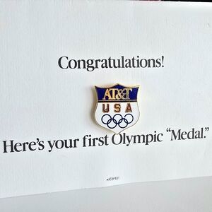 Vintage AT&T pin Olympics USA brooch gold tone olympic games 1992